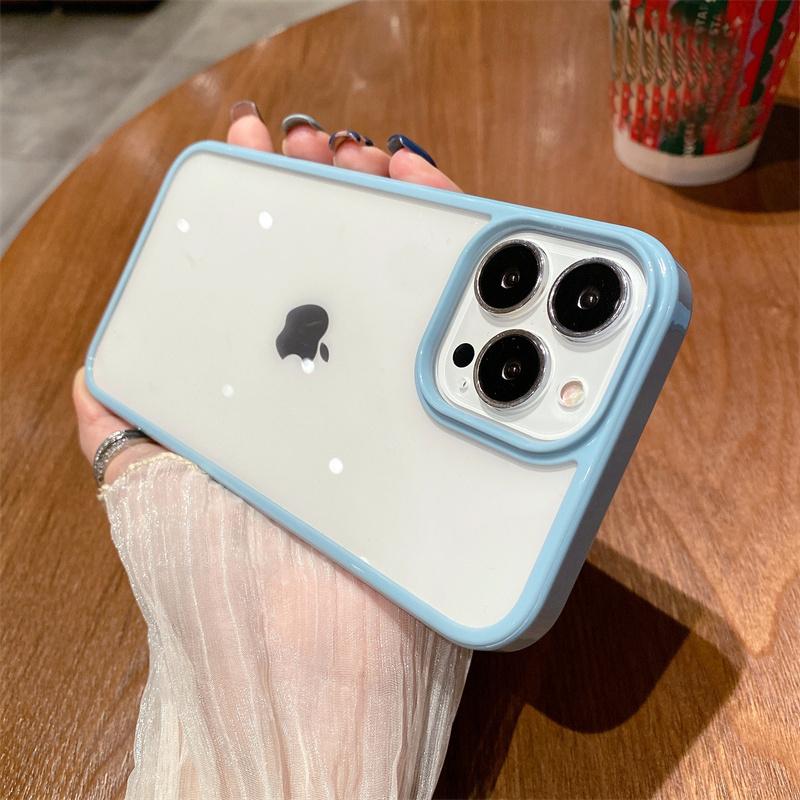 For Iphone Cases Acrylic Transparent Phone Case For Iphone 13 12 11 Pro Xr X Xs Max 7 8 Plus Light Blue Silicone Back Cover