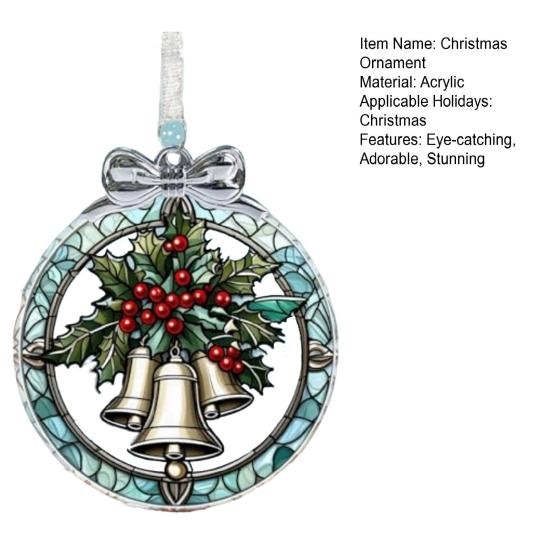 Yousheng Bell Stained Glass Orament Small Bell Suncatcher Window Christmas Tree Hanging Ornaments for Christmas Home Decor