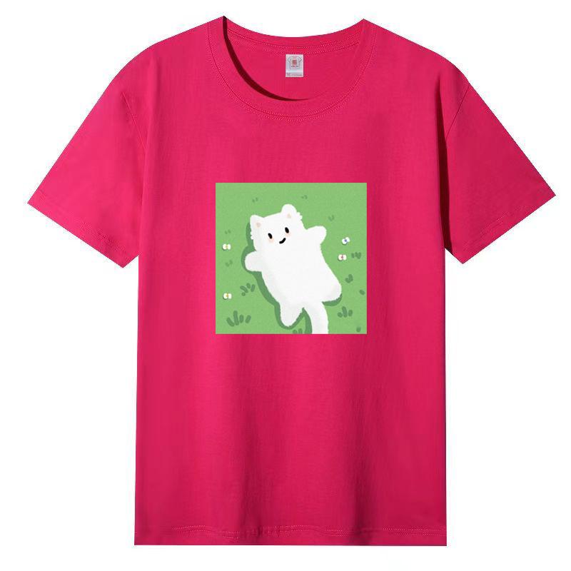 

Хлопковая футболка с коротким рукавом Женская 2025 Новая Летняя С принтом Свободная Простая Корейская версия Топа Футболка для тела Женская 3XL