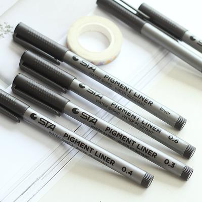 6 τμχ Σετ Pigment Liner Art στυλό Μαύρο μελάνι gel στυλό για σχέδιο σκίτσο μαρκαδόρος καρτούν Stationery A6124