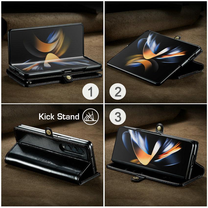 CaseMe for Samsung Z Fold 5 4 Case Luxury Leather Wallet Phone Case Detachable 2 In 1 Phone Cover with Multi Card Slot Case