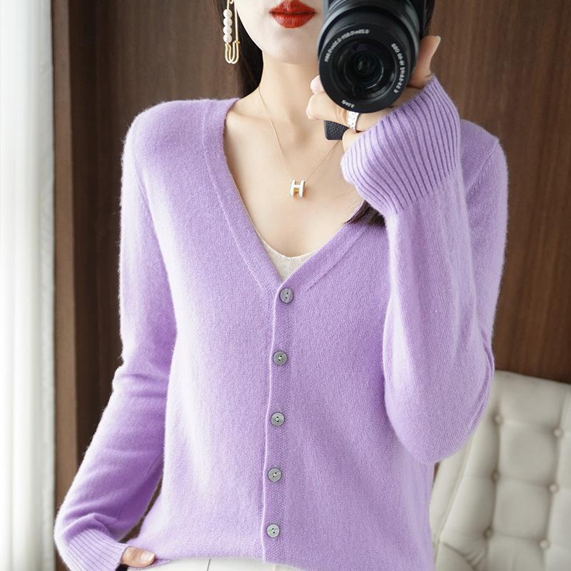 New Spring/Summer V-Neck Loose Plus Size Thin Knit Long Sleeve Cardigan Sweater Set