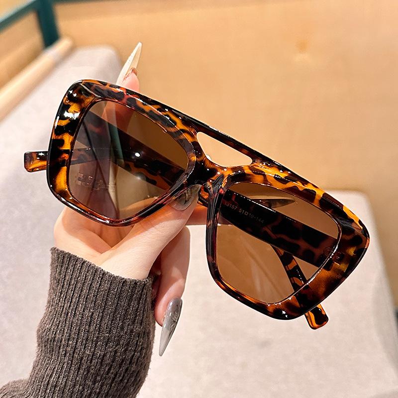 Trend In Big Square Frame Glasses for Women Double Bridge Sunglasses Men Ultraviolet Uv400 Yellow Vintage Style Fishing Outdoor