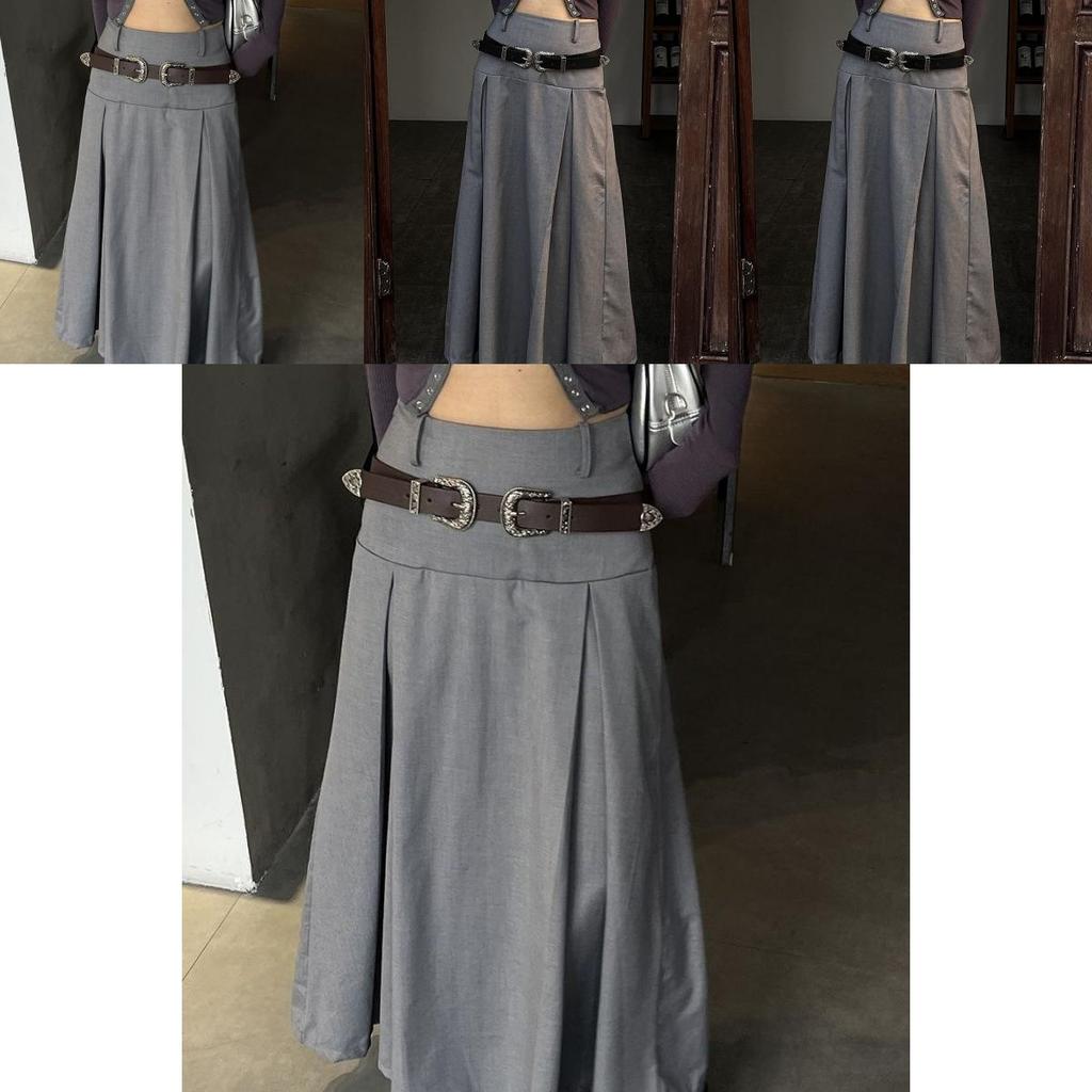 And Chic Black Coffee Pu Wide Waist Belt With Double Head Floral Buckle For Trendy Looks