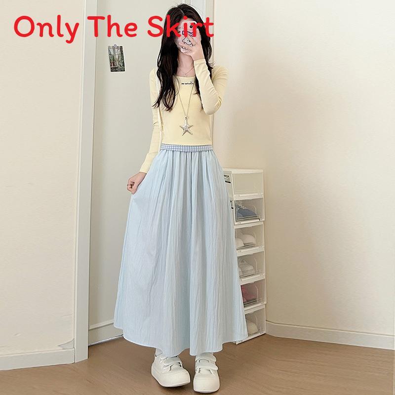 Summer High Waist A Line Skirt With Pleated Design For Casual Wear