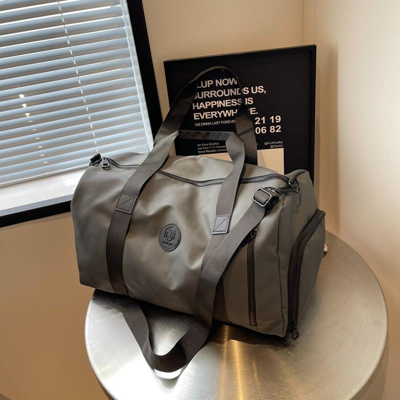 Unisex Large Capacity Duffel Bag with Shoe Compartment - Waterproof, Simple Solid Color Travel & Gym Bag