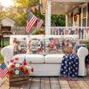 Star Striped Flower Wreath Throw Pillow Case 4th of July Patriotic Independence Memorial Day US Flag Cushion Cover