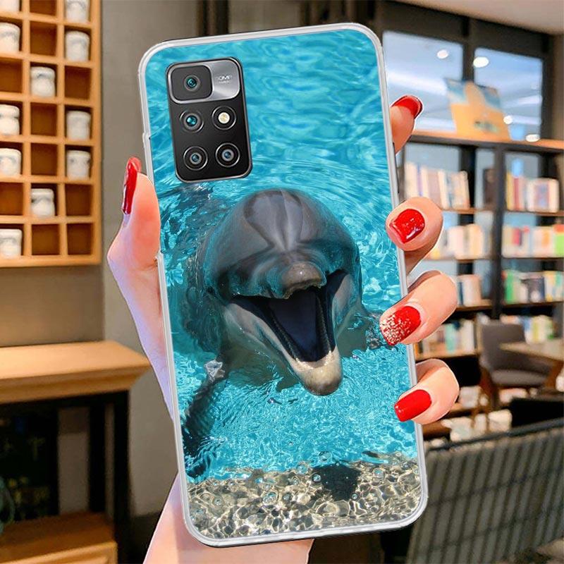 Ocean Animal Cute Dolphin Cover Phone Case For Xiaomi Poco F7 Ultra X7 X6 X5 Pro M7 Redmi 15C 15 13C 13 12C 12 10C 10 9A 9C 9T 9
