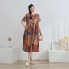 DIMANAF 2025 Women Plus Size Summer Dress Casual Floral Dress Basic Vintage Loose Long Dress Maxi
