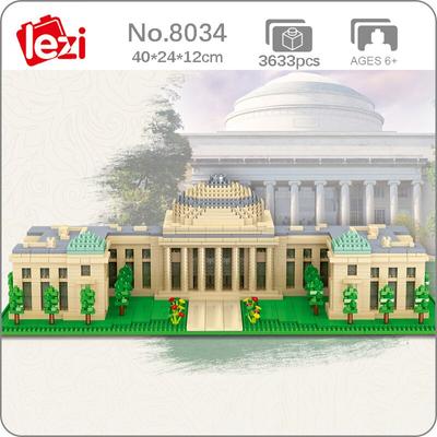 8034 World Architecture USA Univerzitní škola MIT 3D model DIY Mini diamantové bloky Cihly Stavebnice pro děti bez krabice