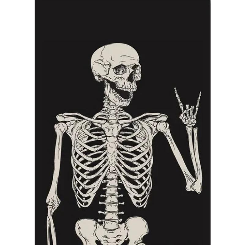 Nordic Simple Wall Art Halloween Skull Witch, HD Canvas Print Poster, Home Living Room Bedroom Decorative Painting