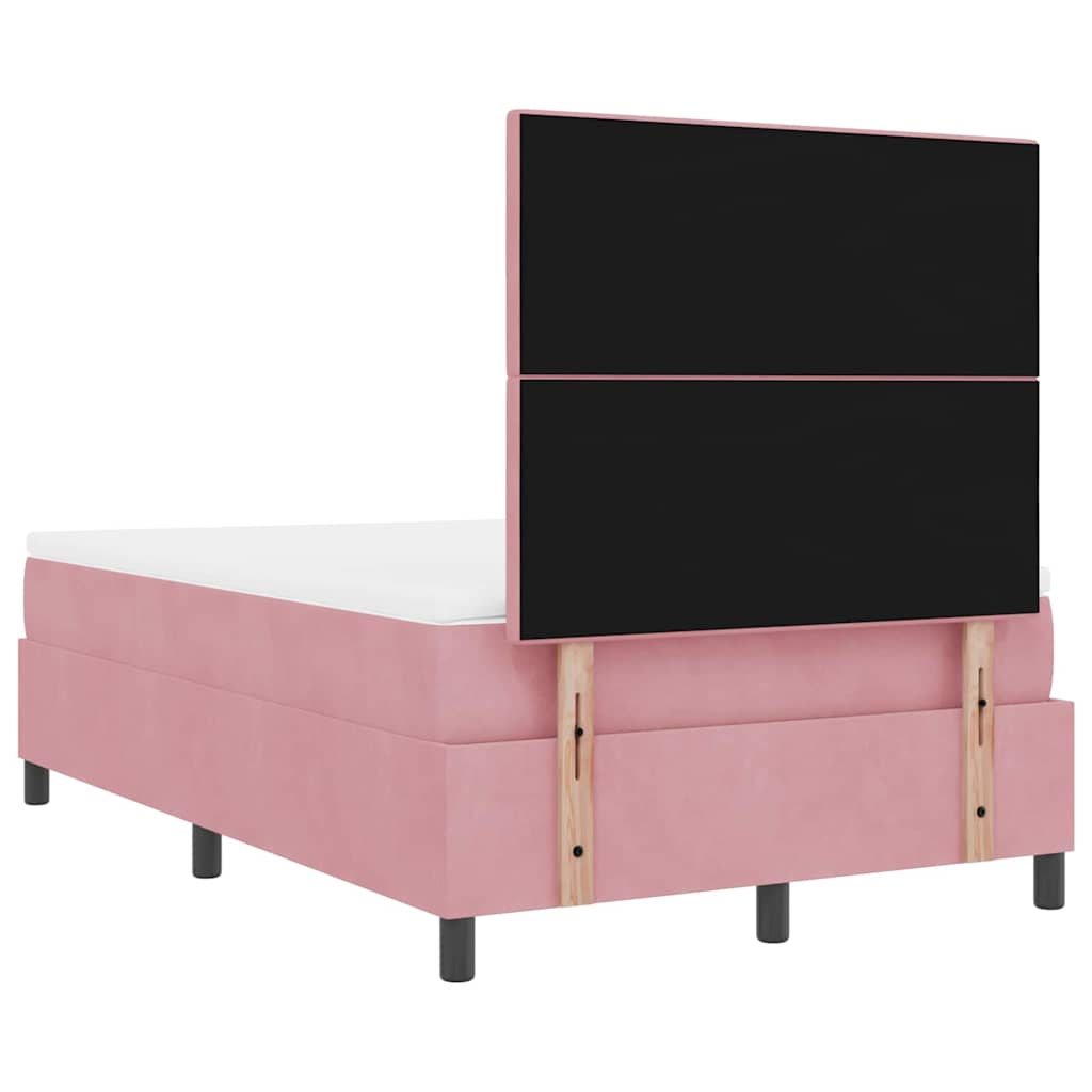 Box Spring Bed with Mattress and Headboard Pink 120 x 190 cm Velvet
