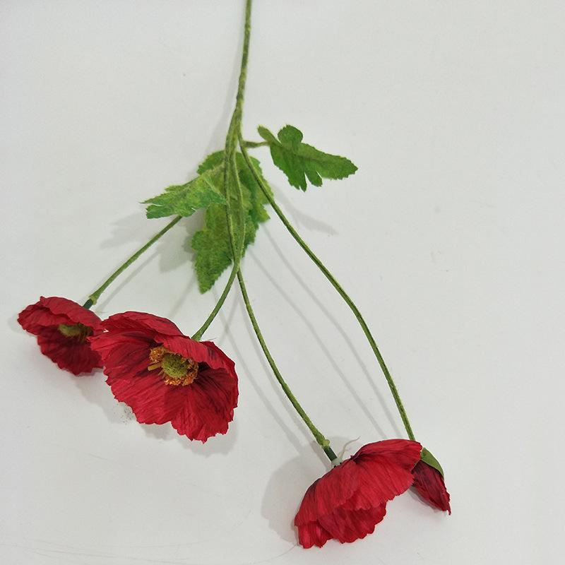 

4 Heads Simulated Poppy Flower Fake Flower Wedding Decoration Home Accessories Red and Yellow Ornaments Layout Scene красный