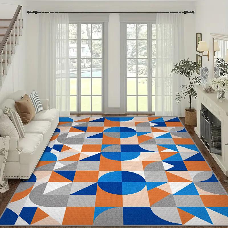 VIKAMA Abstract Geometric Crystal Flocking Bedside Carpets for Living Room Sofa Doormat Tables Mat Kitchen Non-slip Floor Rug