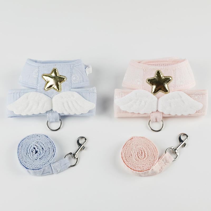 Angel Wing Vest Cat Dog Harness Necklace Leash Collar Pet Items Accessories Kawaii Harness For Dogs Cats Personalized Supplies
