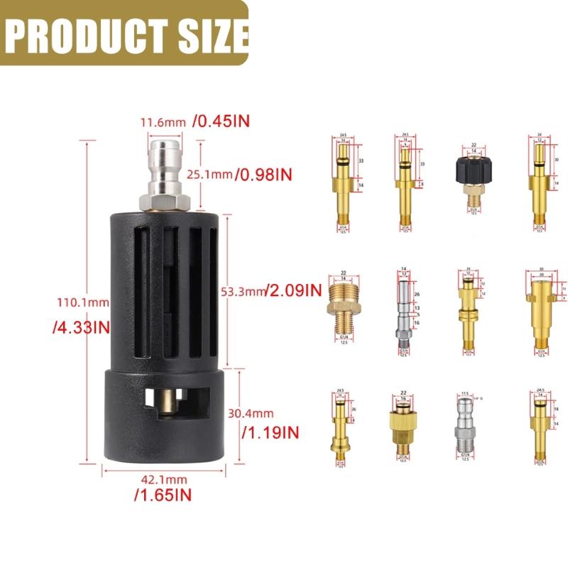 Universal Car Wash Water Guns Attachments High Impact Nozzle Quick Connect Fittings Auto Detailing Kit
