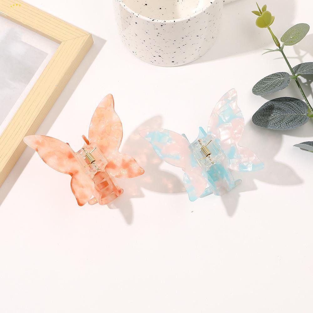 Colorful Acetate Butterfly Hair Claw PVC Sweet Shark Clip Elegant Retro Hair Crab Clip  Lady