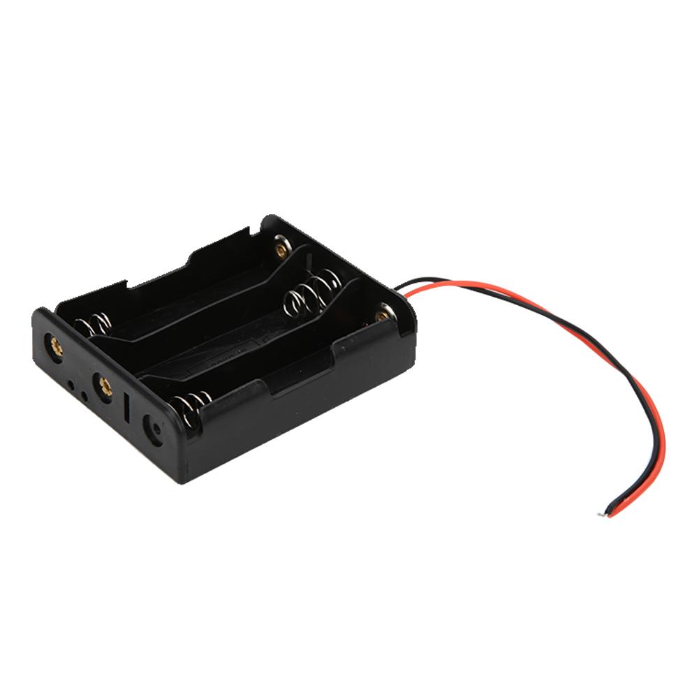 5 Pcs 18650 Battery Case 3 Slot Black Battery Holder with 2 Lead Wire Serial Connection