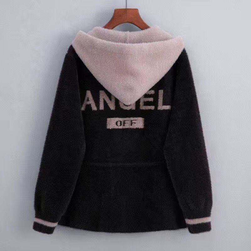 

Женская утолщенная норковая бархатная шуба, женская зимняя одежда, новая версия куртки, свободная искусственная меховая плюшевая шуба с капюшоном M серый/фиолетовый