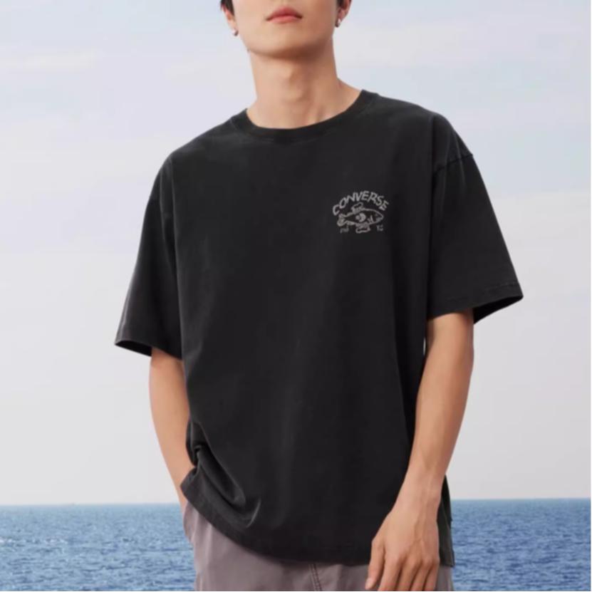 New Converse T Shirts Unisex Black 10028727-A02