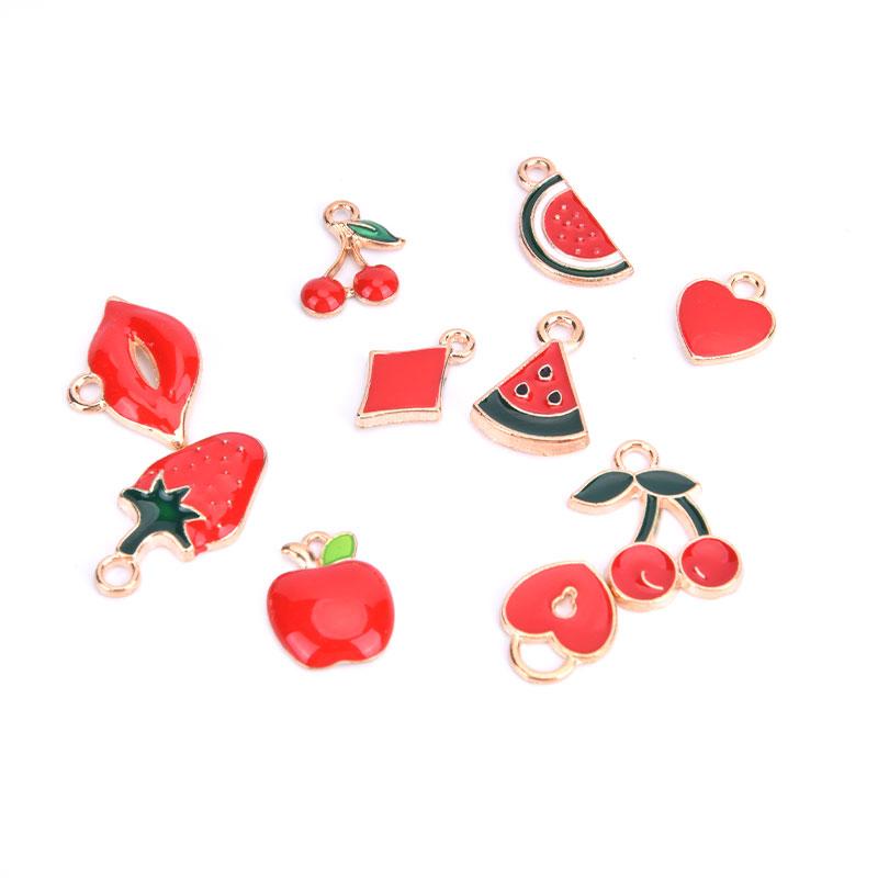 100Pcs Different Styles Mix Size Color Alloy Metal Drop Oil Charms Gold Pendant
