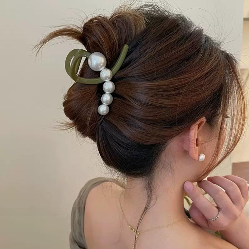 Neue Perlen-Haarklammern Minimalistischer Griff-Haarnadel für Damen Mädchen Kopfschmuck Mode Krabben-Haarklammer Haarschmuck Verzierung