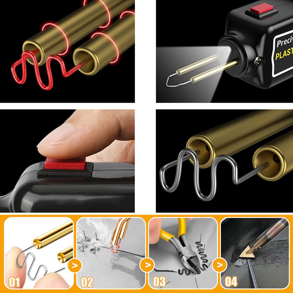 100W Portable Plastic Welder Hot Stapler Plastic Repair Kit Car Bumper Crack Kayak Repair Plastic Welding Machine Soldering Iron