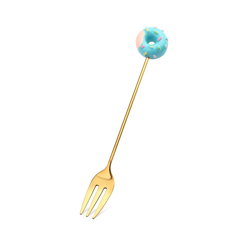 Cute Stainless Steel Donut Shaped Spoon Fork Ice Cream Cake Dessert Spoons Coffee Stirring Spoon Candy Cartoon Teaspoon