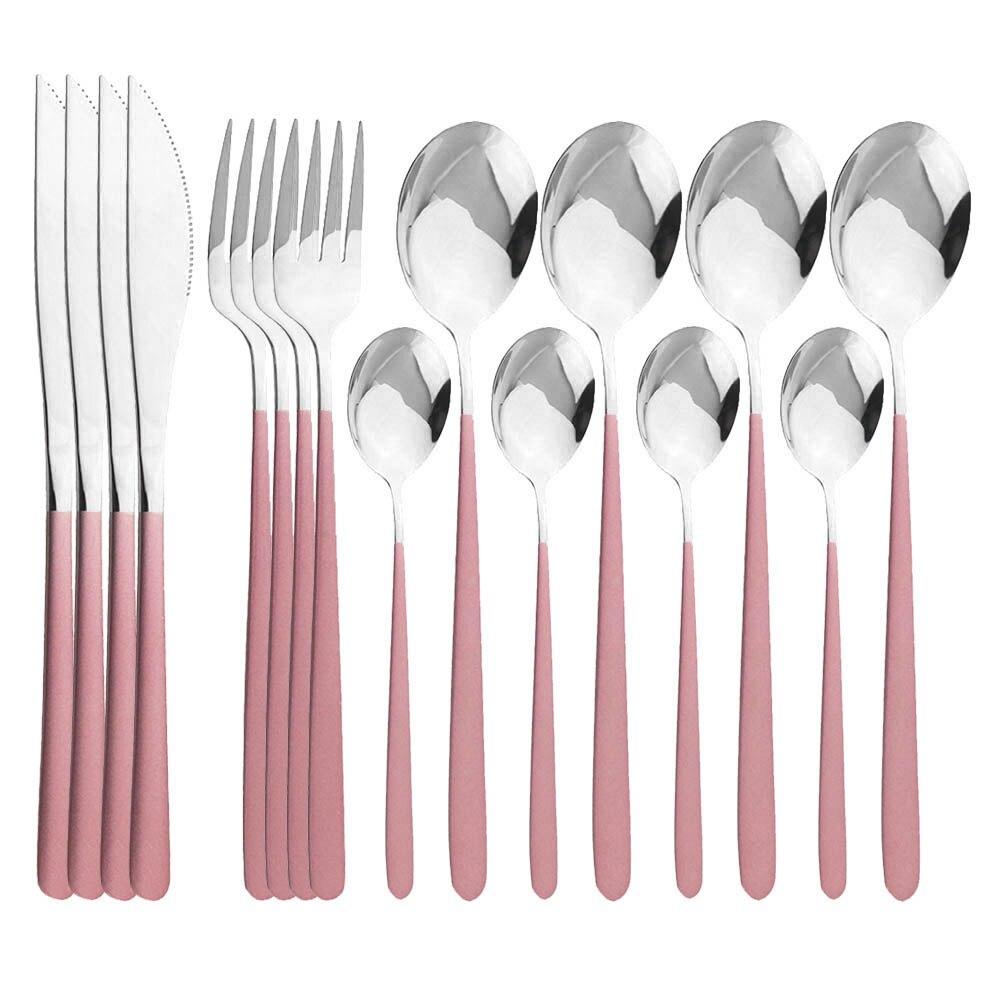 16Pcs Green Gold Dinnerware Set 304 Stainless Steel Cutlery Set Knives Forks Spoons Dinner Set Kitchen Tableware Silverware Set