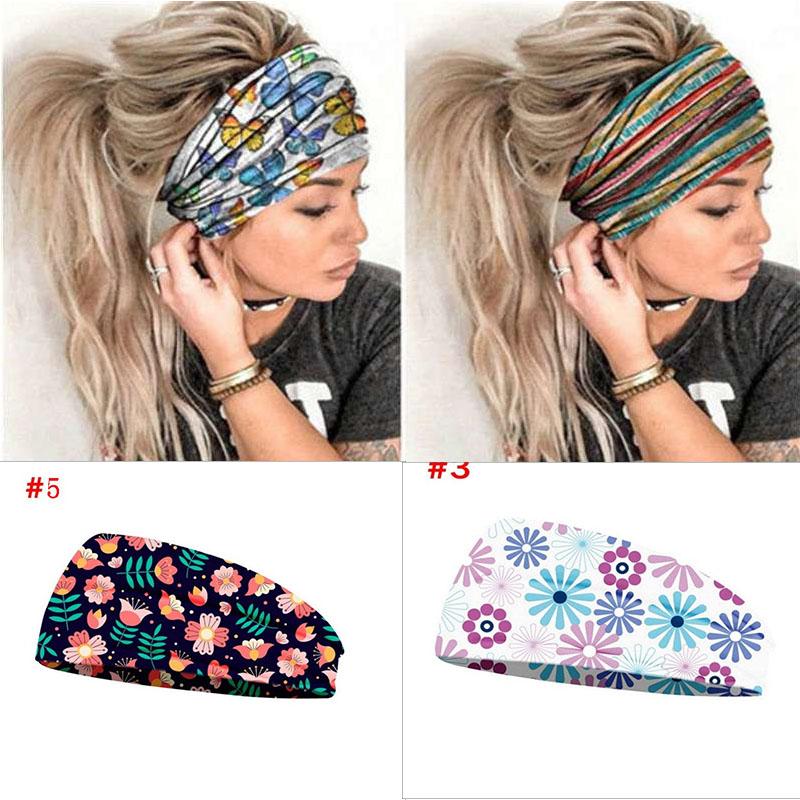 

Печатный тренажерный зал Йога Эластичная резинка для волос на голове Широкий тюрбан Спортивное оголовье