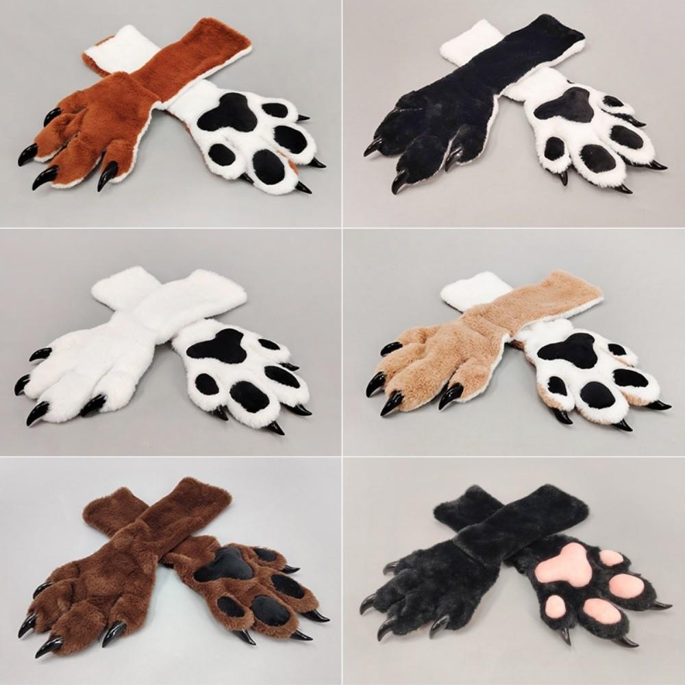 with Nails Cosplay Paw Glove Faux Fur Animal Claw Mittens Costume Accessories