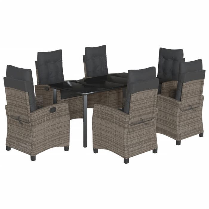VidaXL Ensemble à Manger de Jardin avec Coussins 7 pcs, Table et Chaises avec Dossier Réglable, Meubles d'Extérieur, 3212797