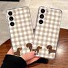 Anti-Fingerprint White-Brown Plaid Dachshund Phone Case For Samsung S20 Plus S21 S22 S23 S24 A14 M53 5G M23 5G Tpu Funda