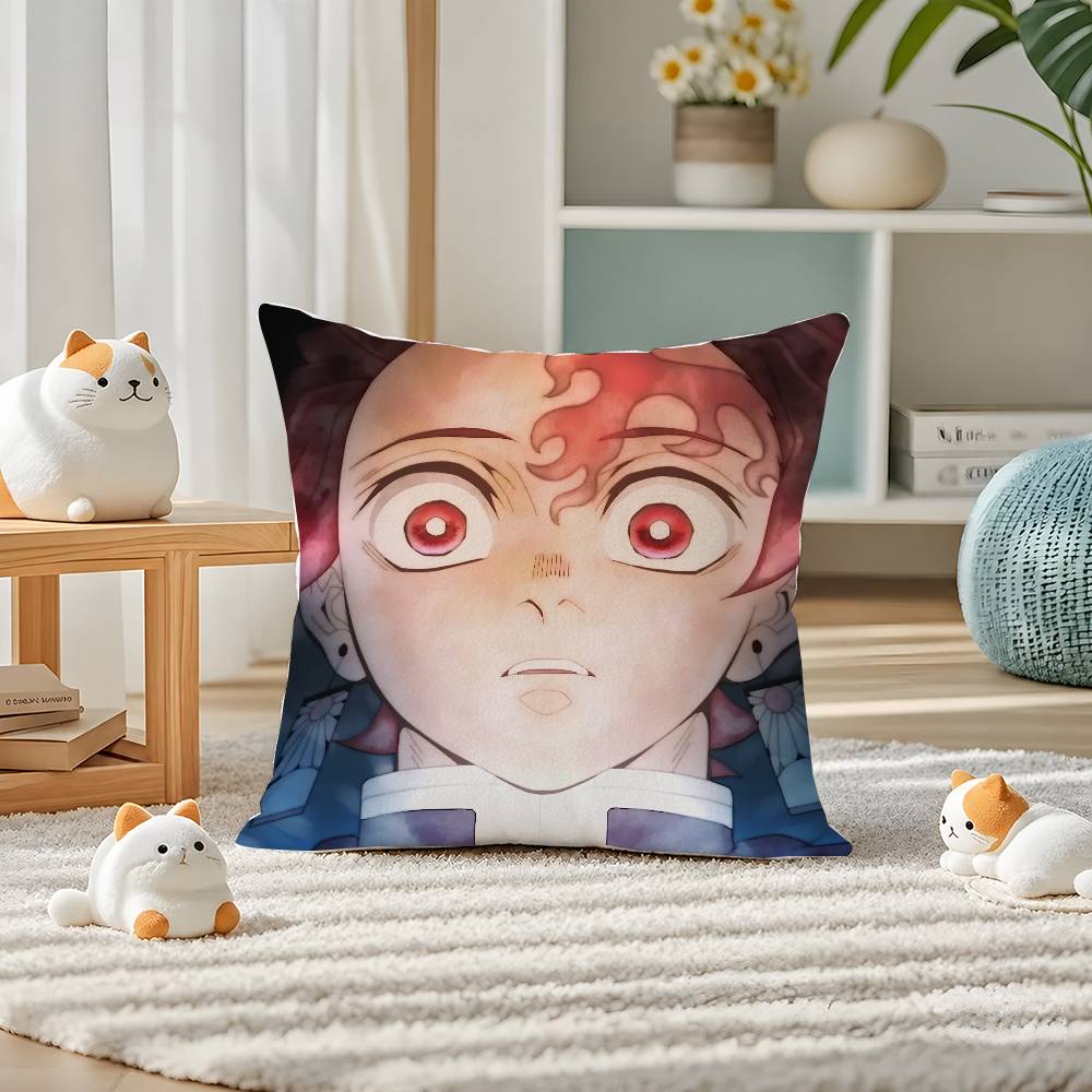 Demon Slayer Upper Moon Demons Anime Plush Pillow Cover Soft Short Plush Cushion Cover For Sofa Bedroom Home Decor Gift