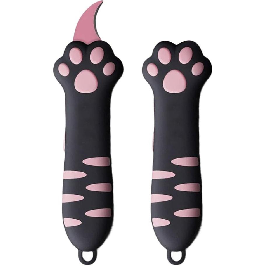 Cat Paw Box Cutter, SKRMISDA Retractable Cat Claw Cutter, Portable Cute Paper Cutter, Carton Sealing Tape Opener for Women, Safe Unpacking Tool for