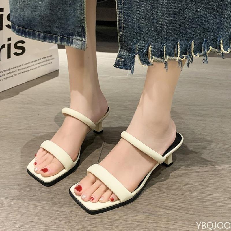 Fashionable versatile Comfortable Sandals Female Summer Solid color High Heels shoes Elegant and minimalist women slippers