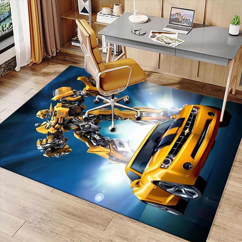 Bumblebee and Optimus Prime1 Printed Absorbent Washable Carpet, Non-Slip Bathroom Mats, Kitchen Rugs, Yoga Mat,Living Room Entrance, Camping Picnic Ru
