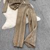 New Loose Knit Fried Dough Twists Sweater Suit Women's Winter High Waist Slim Straight Wide Leg Pants Two-piece Set