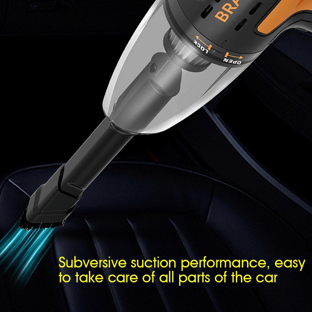 4 In 1 6000Pa Portable Car Vacuum Cleaner Cordless Interior Cleaner with LED Light Tire Pressure Gauge Inflator Auto Accessories