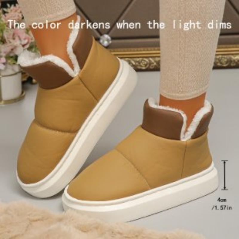 Winter New Velvet Warm Middle Cotton Shoes Comfortable Versatile Bread Shoes One Pedal Large Size Snow Boots Women
