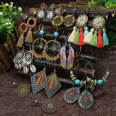 Böhmische geometrische Quastenohrringe: Muschel-Wassertropfen-Schmuck im Ethno-Stil für Damen