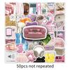 50 Sheets Korean INS Style Fresh Waterproof Decorative Stickers for Journals, Notebooks, Suitcases