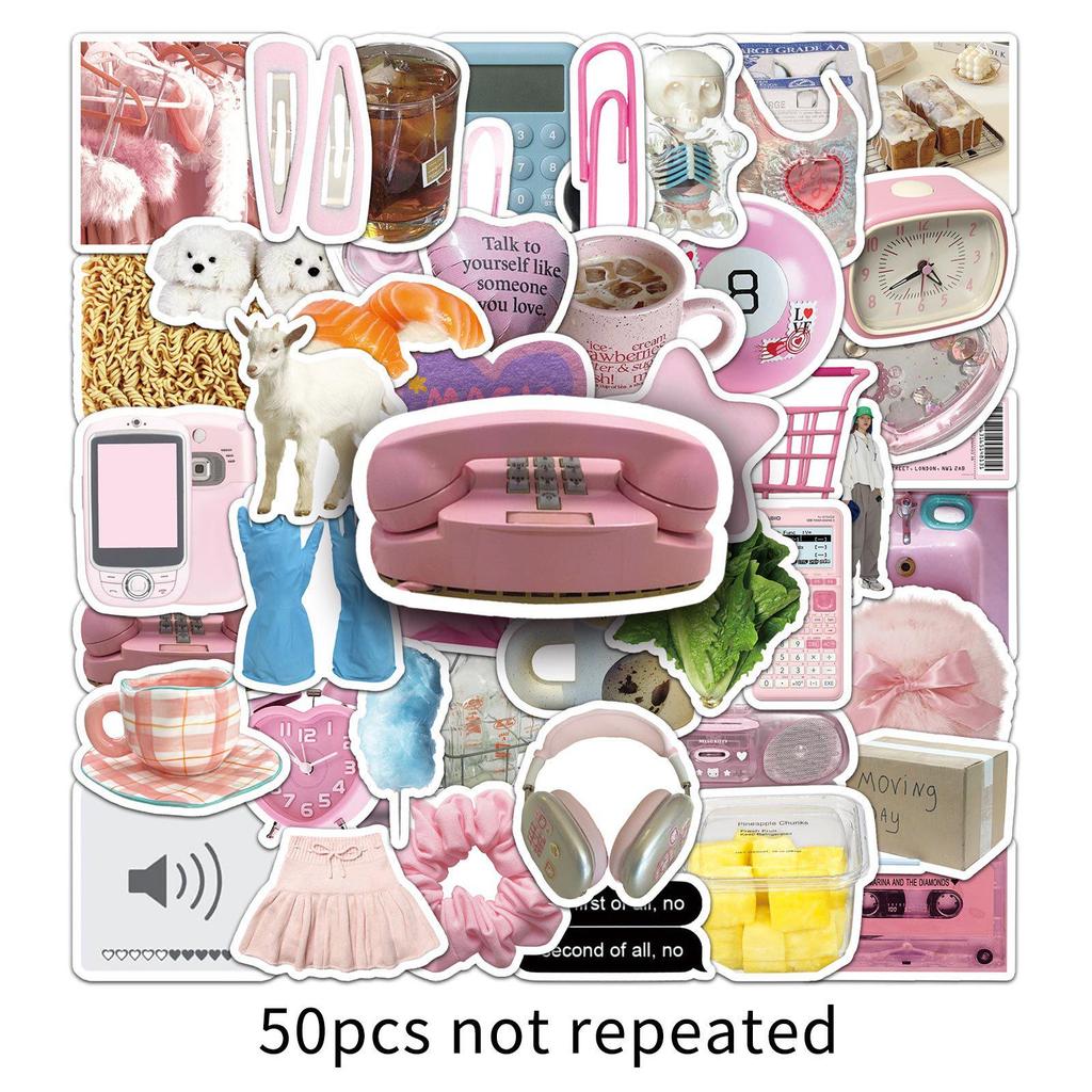 50 Sheets Korean INS Style Fresh Waterproof Decorative Stickers for Journals, Notebooks, Suitcases