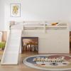 Children's Bed 140x200 Functional Bed Loft Bed Slide Storage Space Play Area Wooden Bed Slatted Frame Ladder Fall Protection Pine Cream (without Mattress)