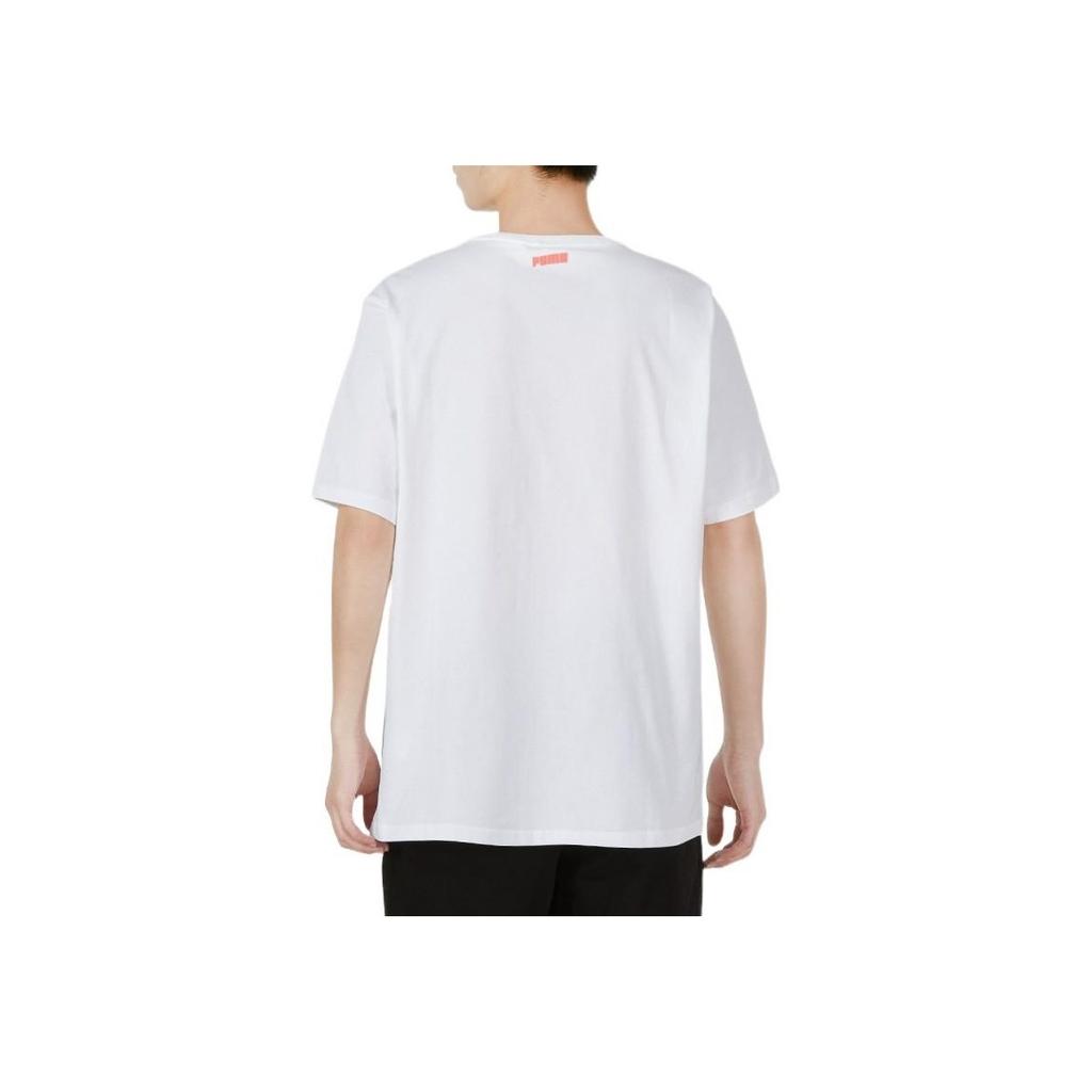 Puma Dylan Cartoon Animal Alphabet Print Casual Crew Neck T-Shirt Men Tops White 532730-10