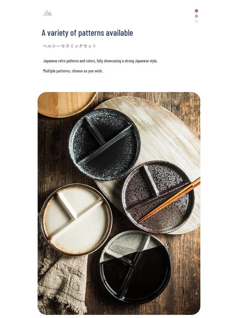 Creative Three-Compartment Ceramic Plate: Ideal for Single-Serving, Portion-Controlled Meals