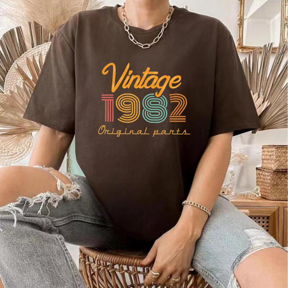 

Vintage 1982 Shirt 40th Birthday Shirt 40th Birthday Gift for Women Women Retro Shirt Casual Summer Top Harajuku Aesthetic Tee S