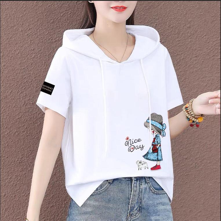 A High-Quality Short-Sleeve Hoodie with a Split Hem for Women