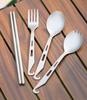 2 In 1 Outdoor Titanium Spoon Fork Spork Camping Tableware With Bottle Opener Portable Hiking Picnic Spoon Fork For Travelling