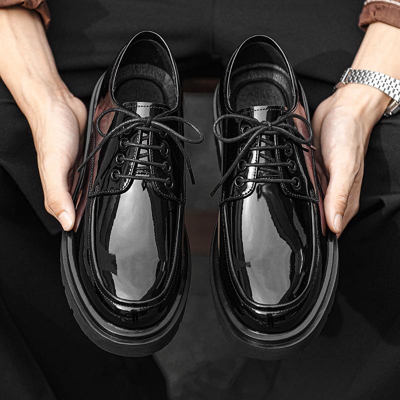 Men Patent Leather Chunky Platform Oxford Shoes Elevator Formal Dress Shoes Male Business Casual Plus Size Low Top Men's Shoe